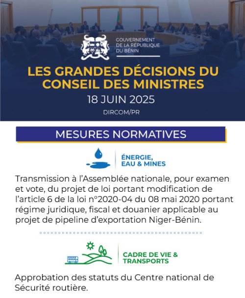 Conseil des ministres : voici les grandes décisions de ce mercredi 18 juin