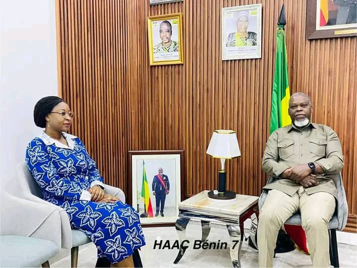 Audience au cabinet du président de la Haac : Aurélie Adam Soulé Zoumarou pour une synergie numérique et médias.