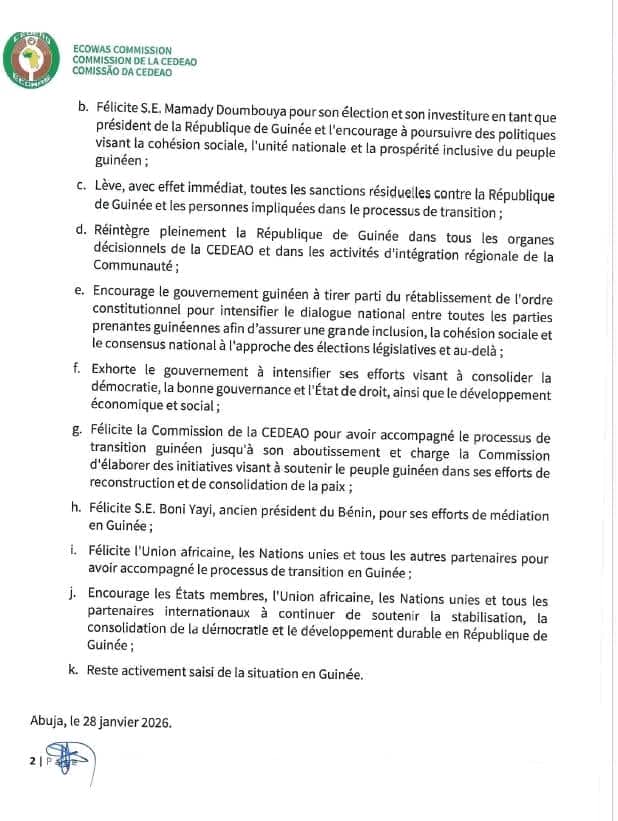 Transition achevée en Guinée : Conakry dans les bonnes grâces de la Cédéao.