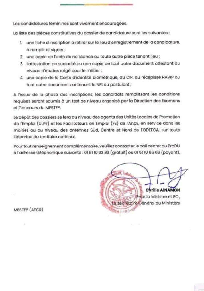 Formation technique : Bientôt 1000 Jeunes formés au Bénin.