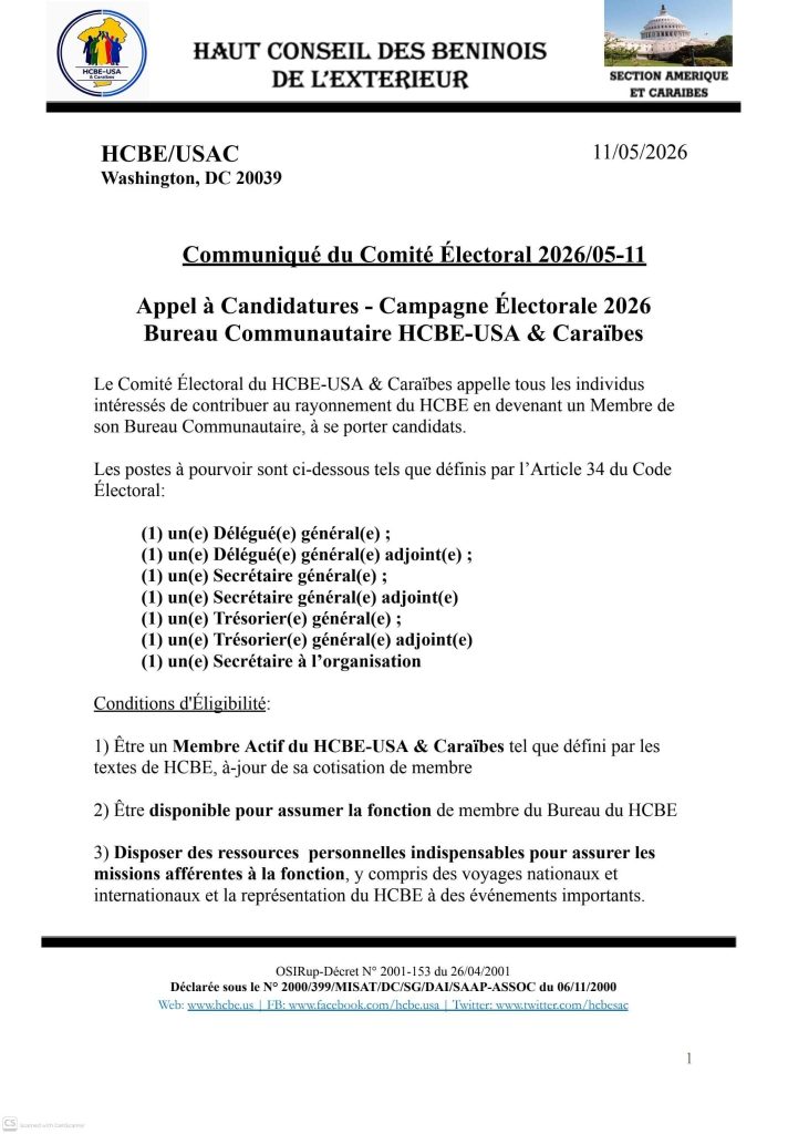 Diaspora béninoise en Amérique : HCBE-USA & Caraïbes fait sa mue.